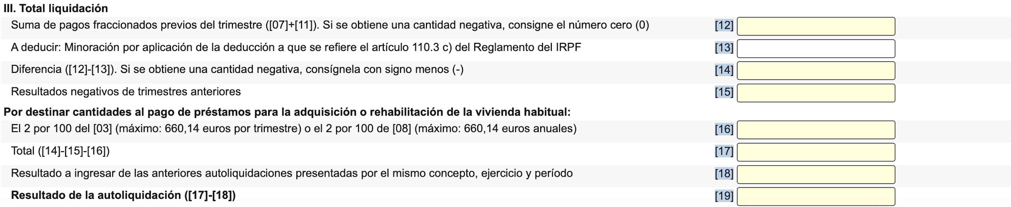 Modelo 130 Section III final calculation